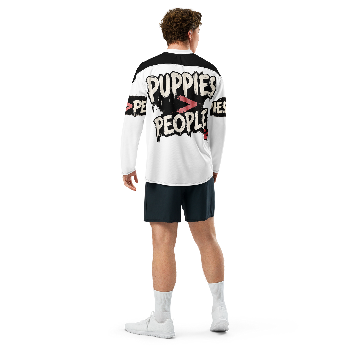 The Puppy Republic Hockey Jersey - White w/ Black Accents
