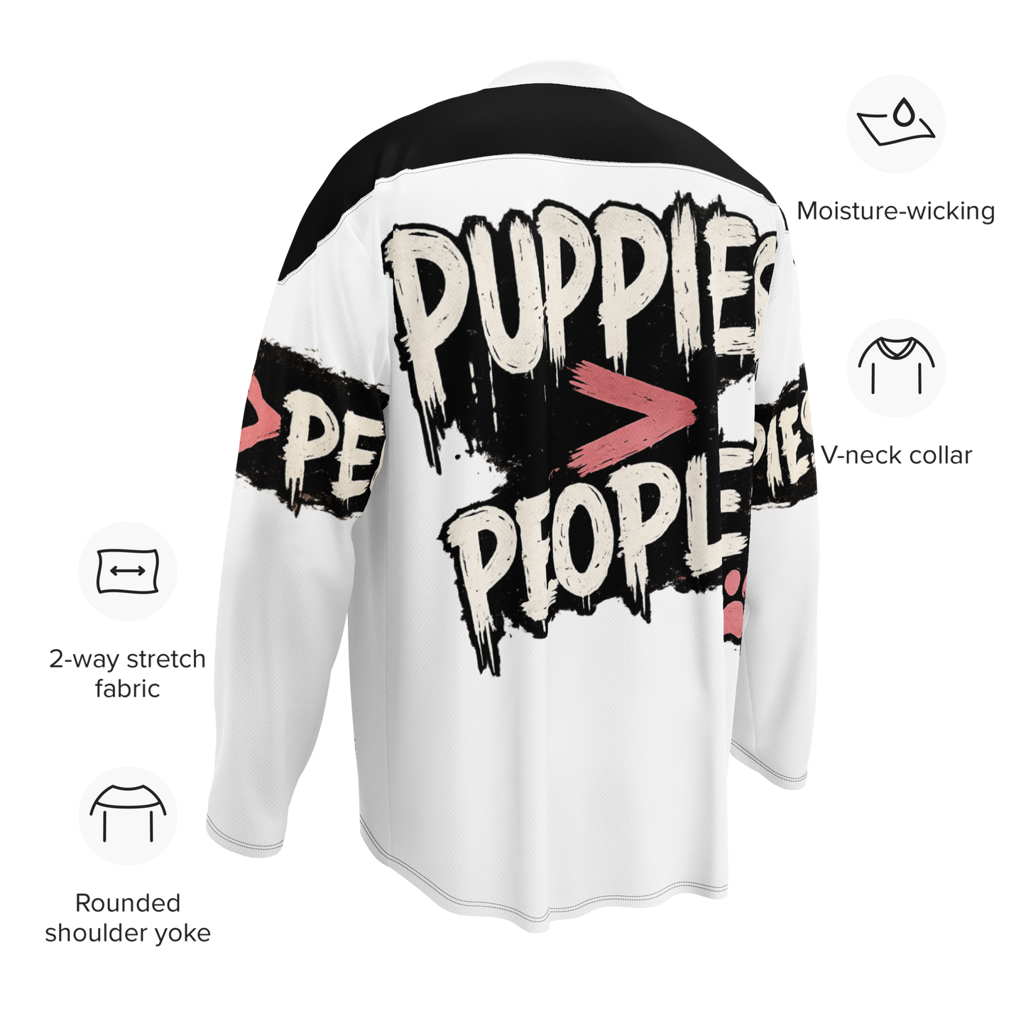 The Puppy Republic Hockey Jersey - White w/ Black Accents