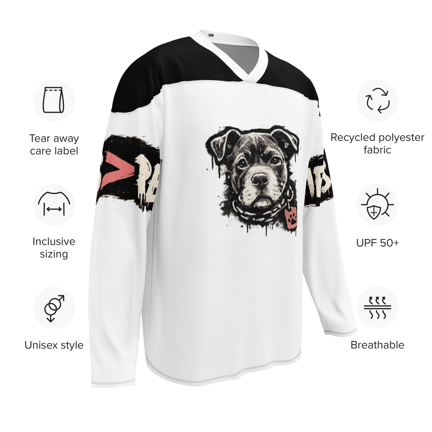 The Puppy Republic Hockey Jersey - White w/ Black Accents