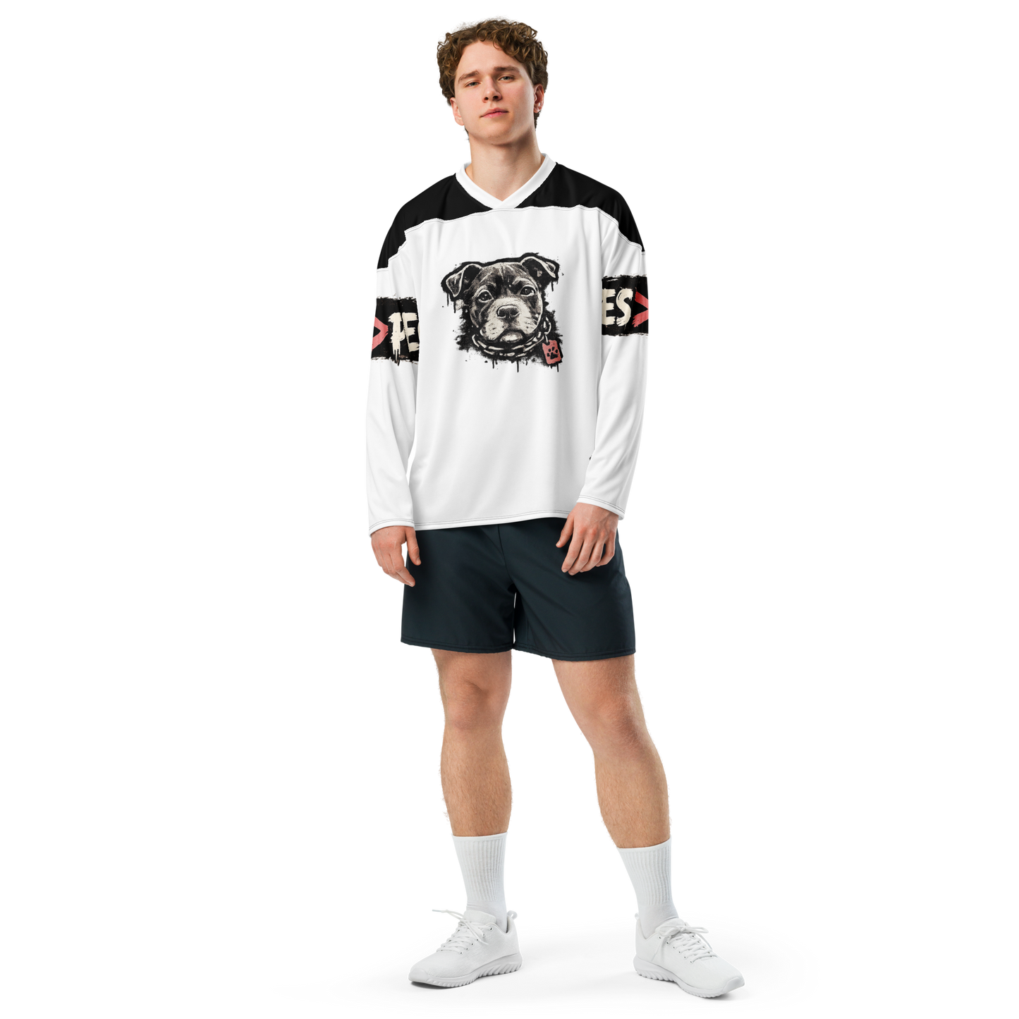 The Puppy Republic Hockey Jersey - White w/ Black Accents