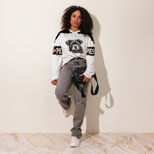 The Puppy Republic Hockey Jersey - White w/ Black Accents
