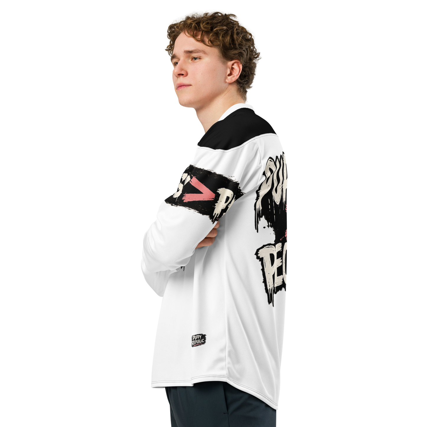 The Puppy Republic Hockey Jersey - White w/ Black Accents