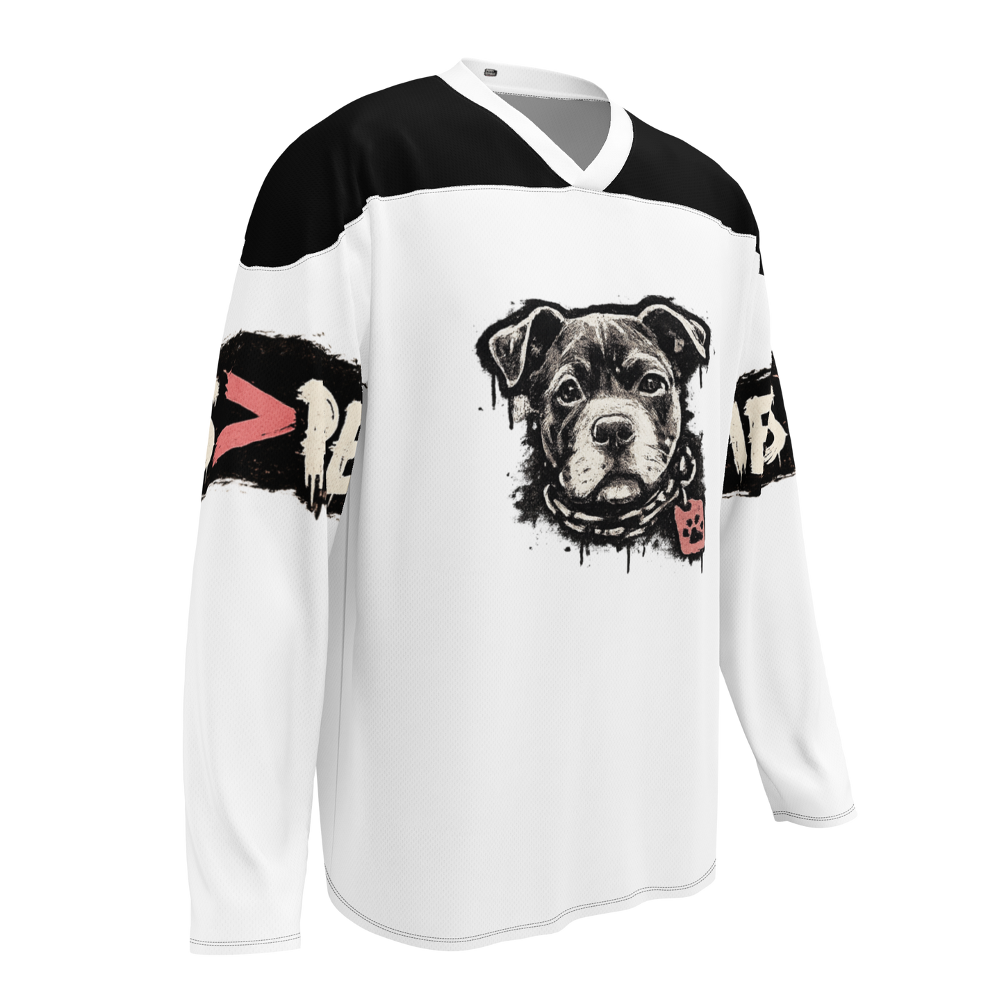 The Puppy Republic Hockey Jersey - White w/ Black Accents
